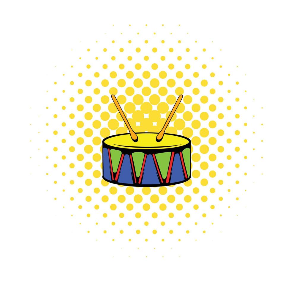 icône de tambour jouet, style bande dessinée vecteur