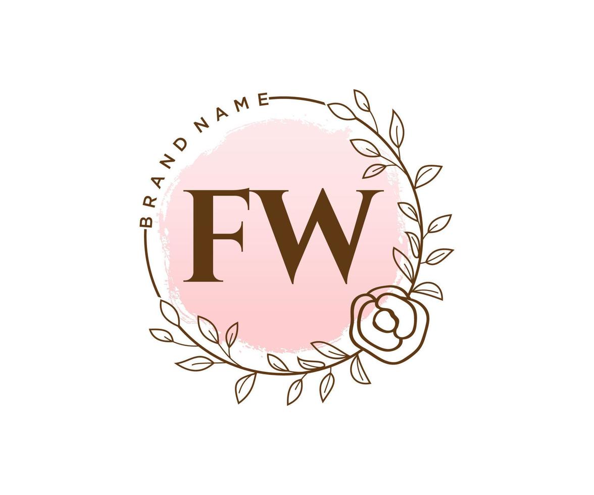 logo féminin initial fw. utilisable pour les logos nature, salon, spa, cosmétique et beauté. élément de modèle de conception de logo vectoriel plat.