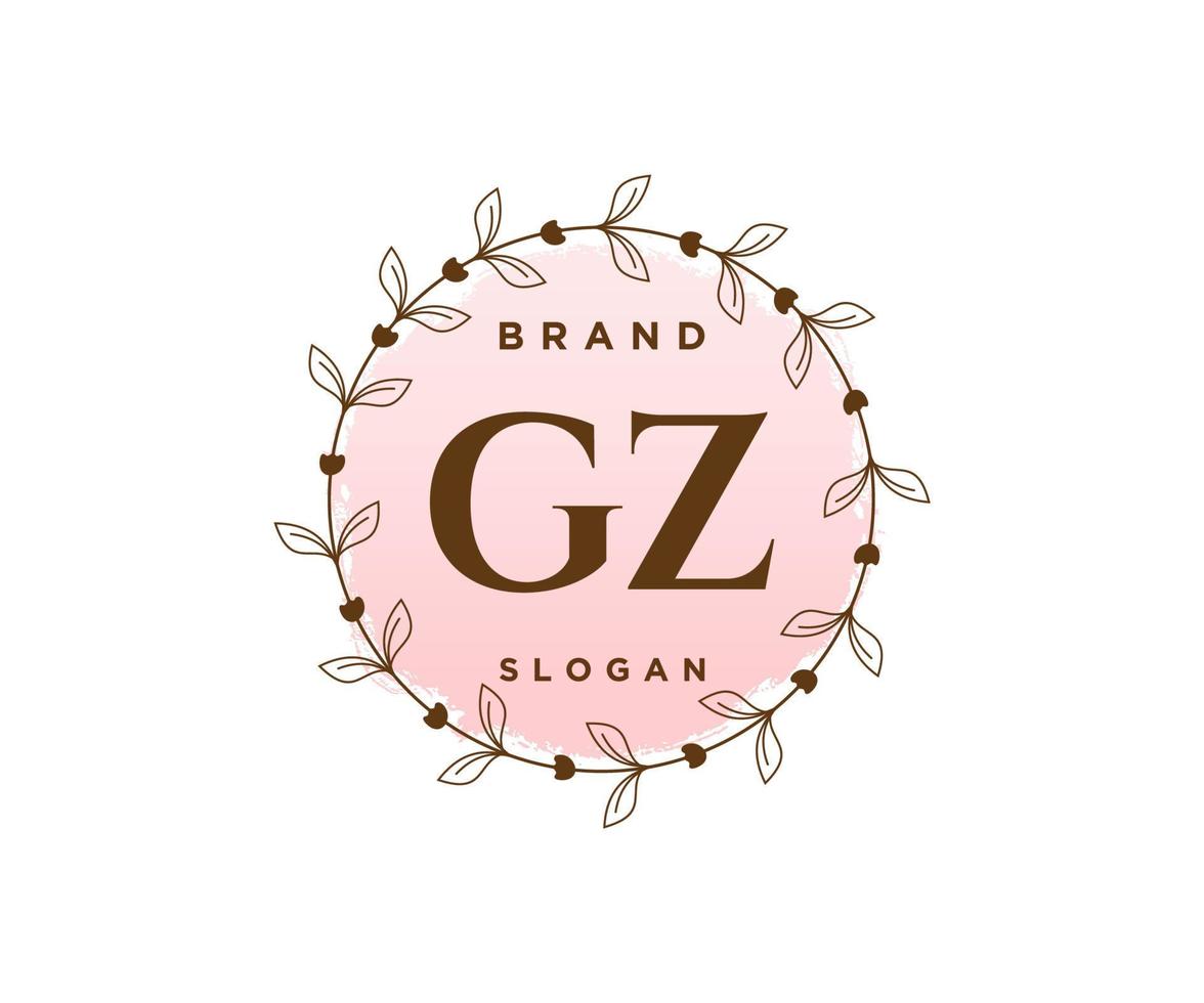 logo féminin gz initial. utilisable pour les logos nature, salon, spa, cosmétique et beauté. élément de modèle de conception de logo vectoriel plat.