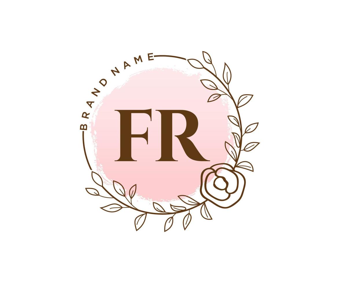 initiale fr logo féminin. utilisable pour les logos nature, salon, spa, cosmétique et beauté. élément de modèle de conception de logo vectoriel plat.