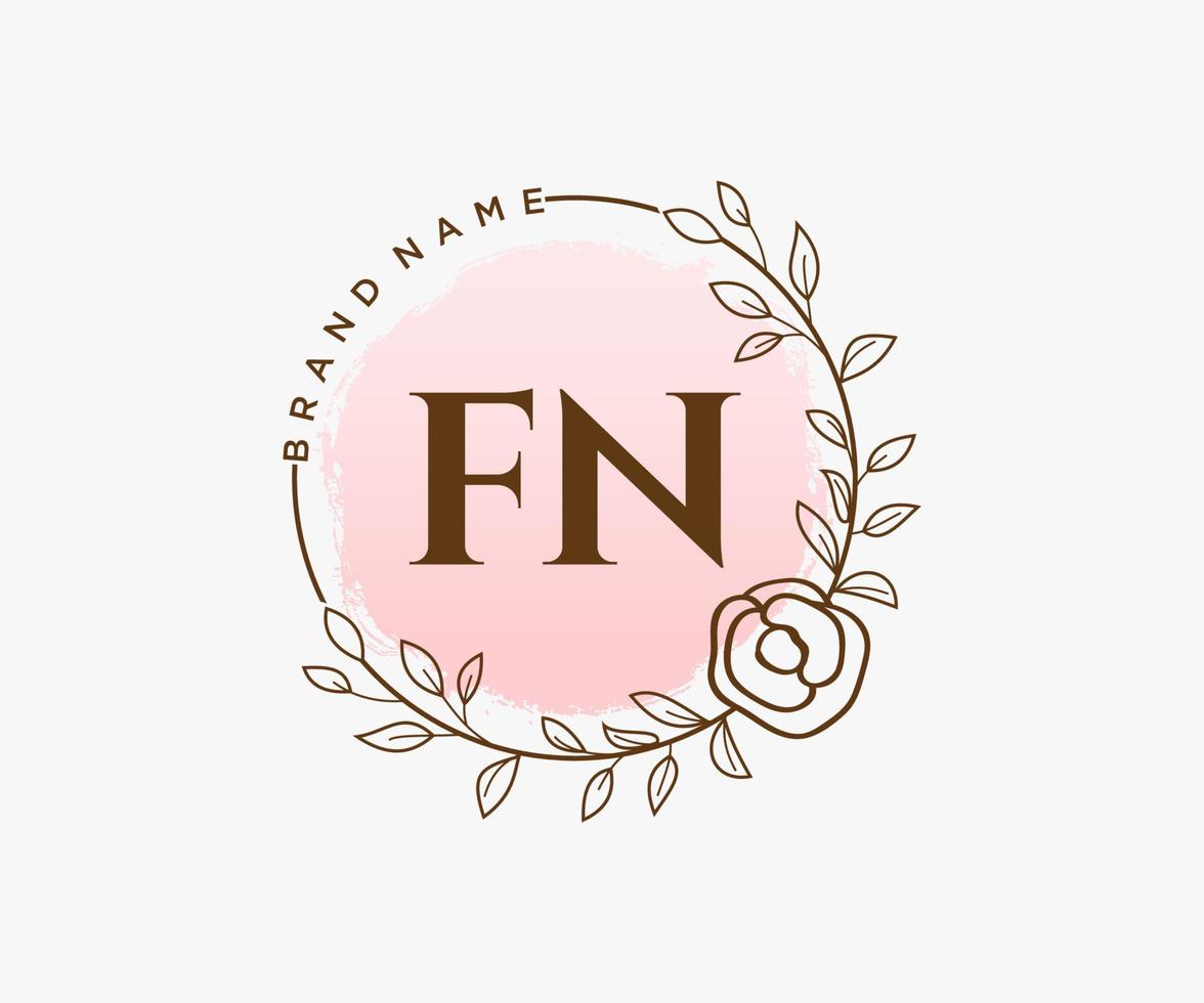 logo féminin fn initial. utilisable pour les logos nature, salon, spa, cosmétique et beauté. élément de modèle de conception de logo vectoriel plat.