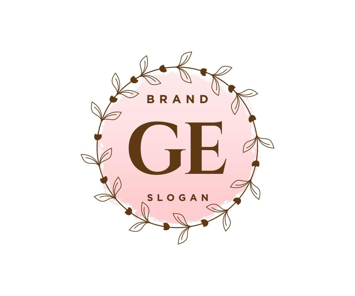 logo féminin ge initial. utilisable pour les logos nature, salon, spa, cosmétique et beauté. élément de modèle de conception de logo vectoriel plat.