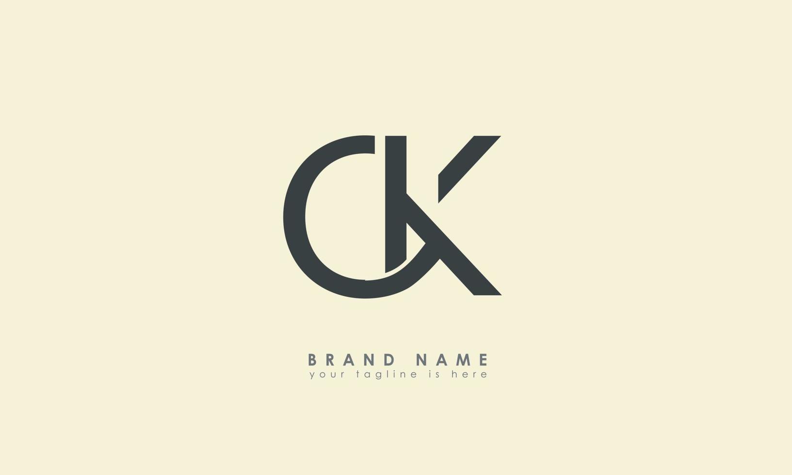 alphabet lettres initiales monogramme logo ck, kc, c et k vecteur