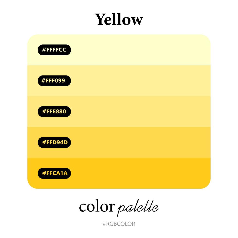 palettes de couleurs jaunes avec précision avec codes, parfaites pour une utilisation par les illustrateurs vecteur