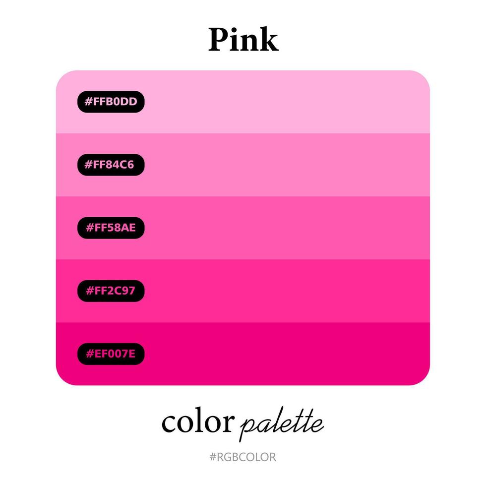 palettes de couleurs roses avec précision avec codes, parfaites pour une utilisation par les illustrateurs vecteur