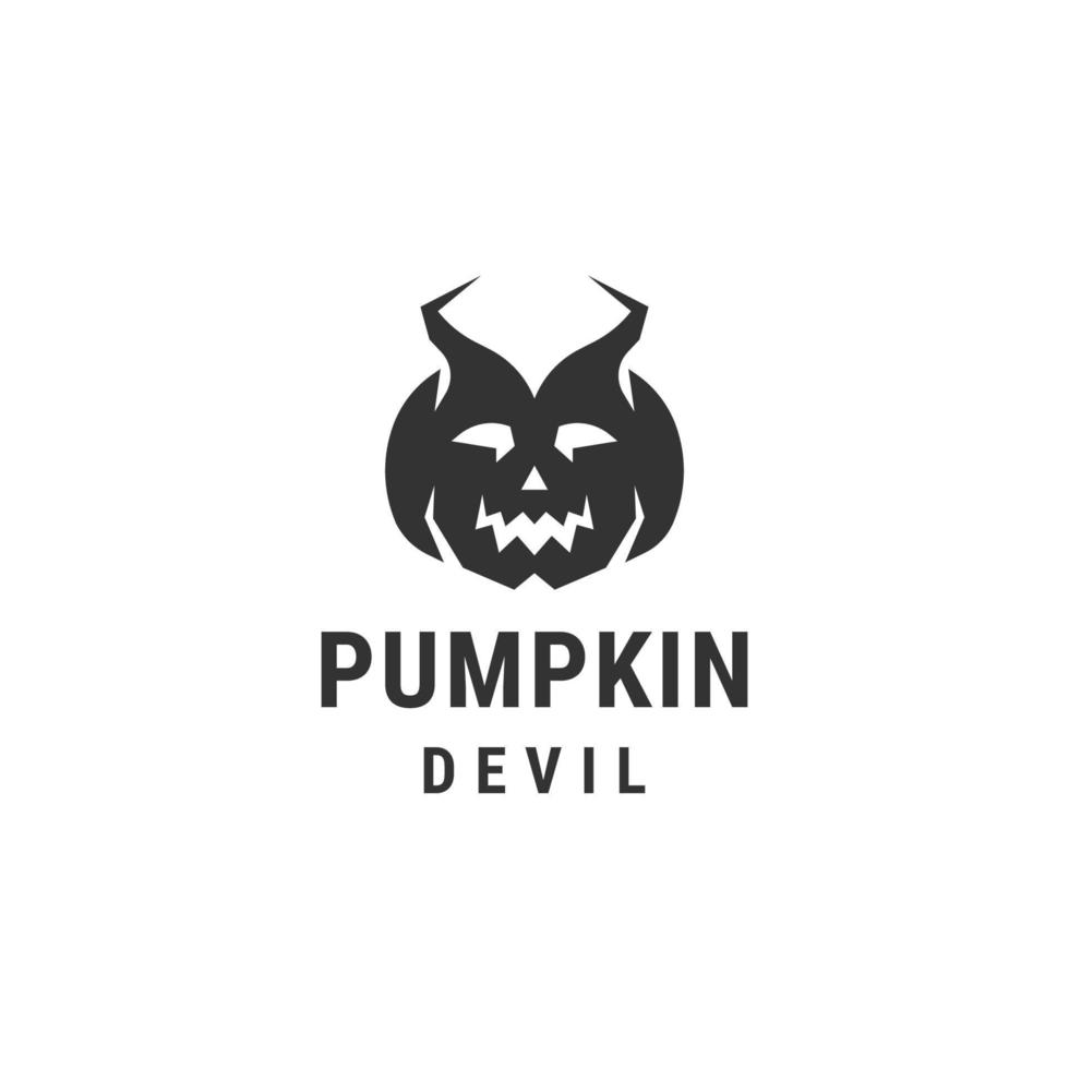 logo diable citrouille adapté à la conception du thème halloween vecteur