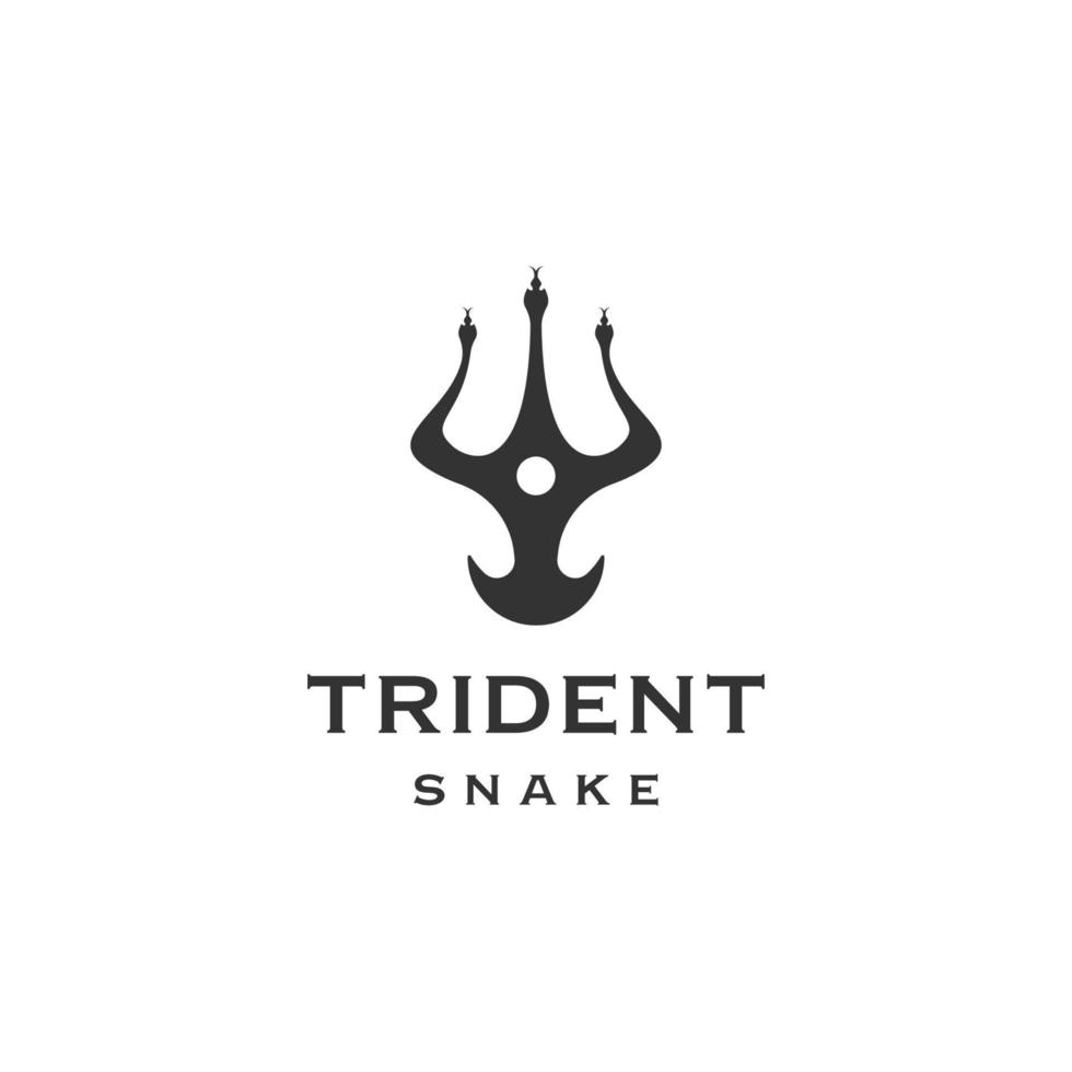 conception de serpent avec vecteur plat de modèle de logo de style trident