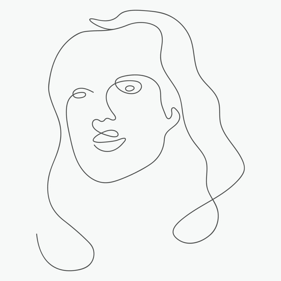 illustration d'art de ligne de visage de femme, dessin à la main moderne d'une ligne vecteur