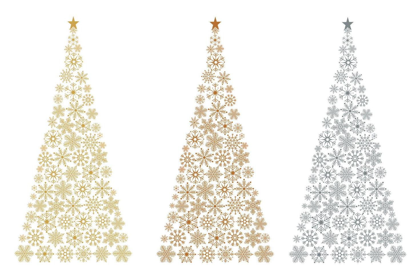 un ensemble d'arbres de noël. arbres de noël faits de flocons de neige. illustration vectorielle sur fond blanc. vecteur