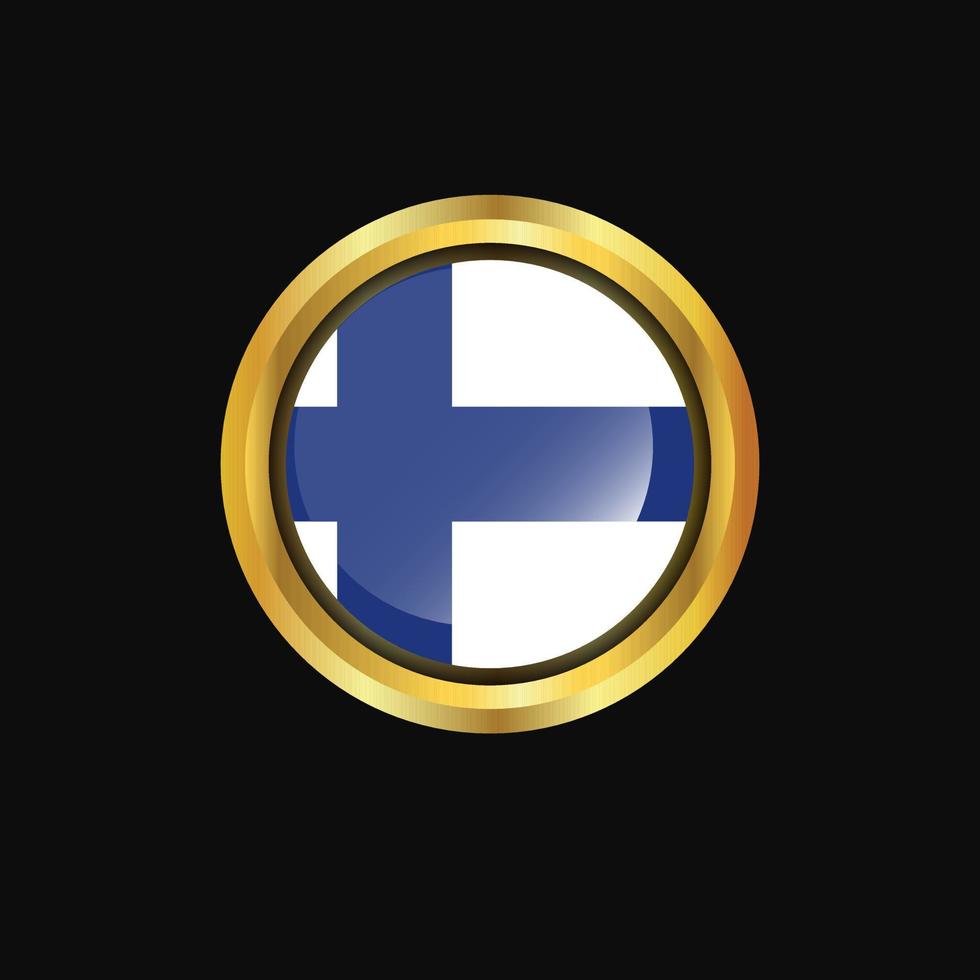 drapeau finlandais bouton doré vecteur
