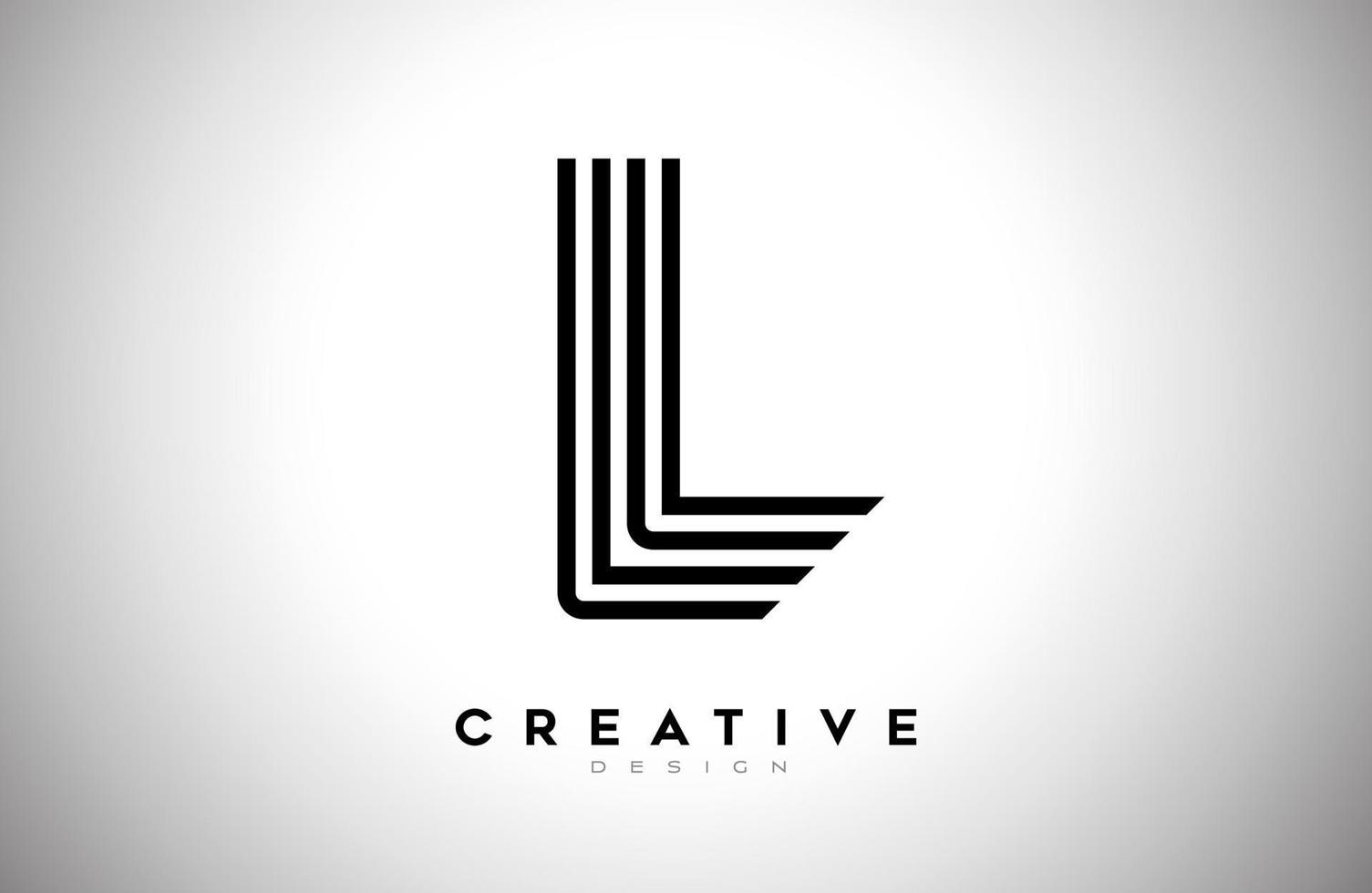 lignes lettre l logo avec lignes noires et vecteur de conception de style créatif monogramme