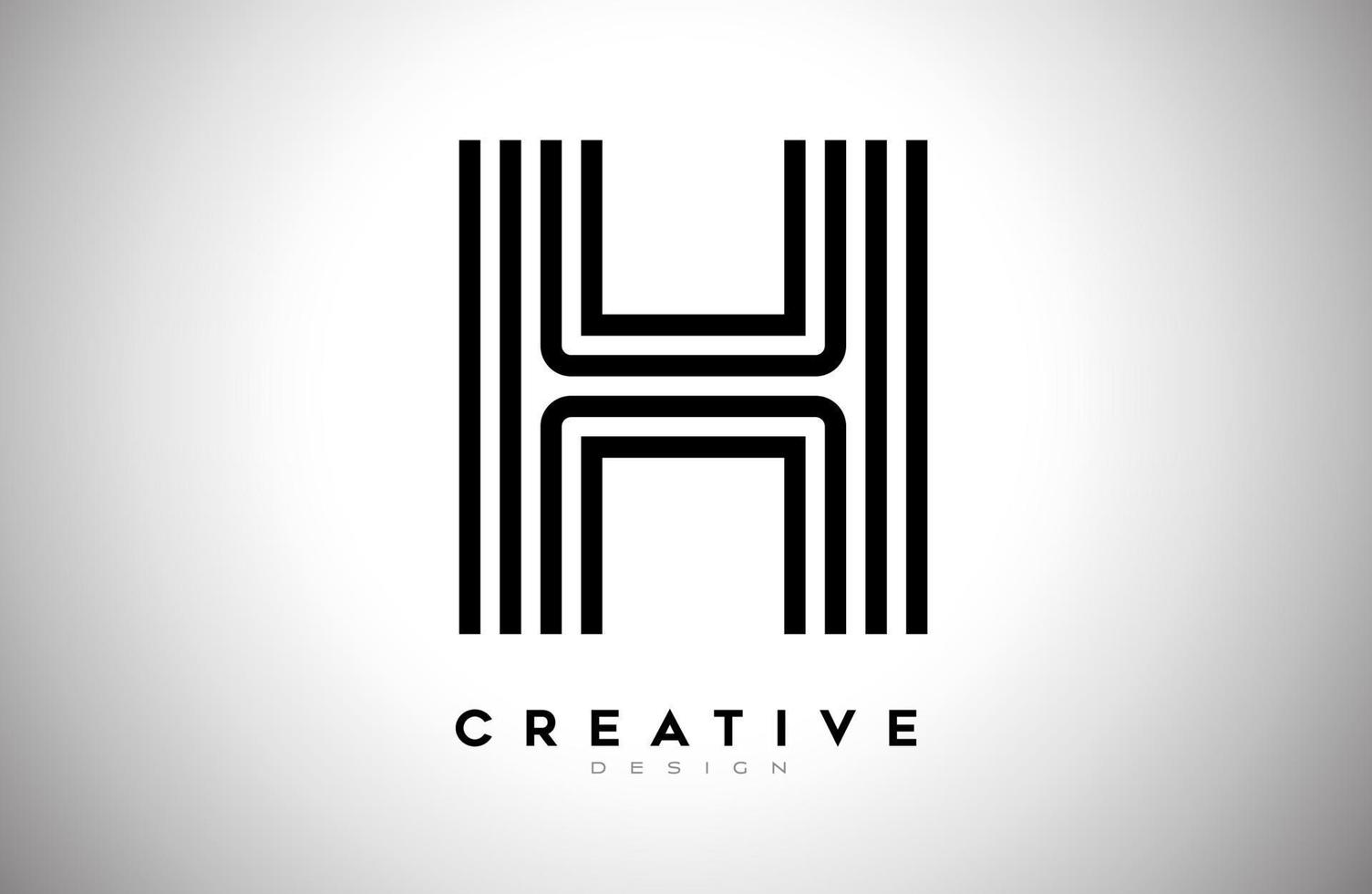 lignes lettre h logo avec lignes noires et vecteur de conception de style créatif monogramme
