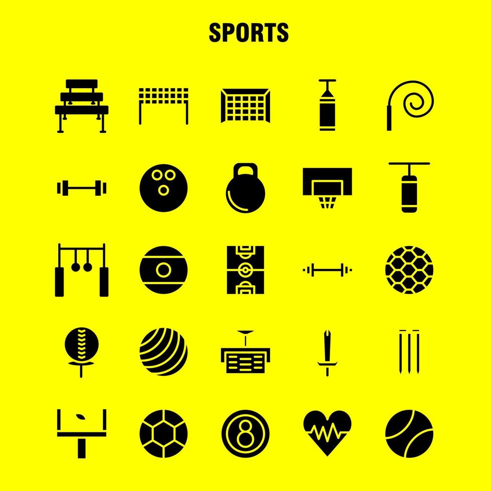 pack d'icônes de glyphe solide de sport pour les concepteurs et les développeurs vecteur