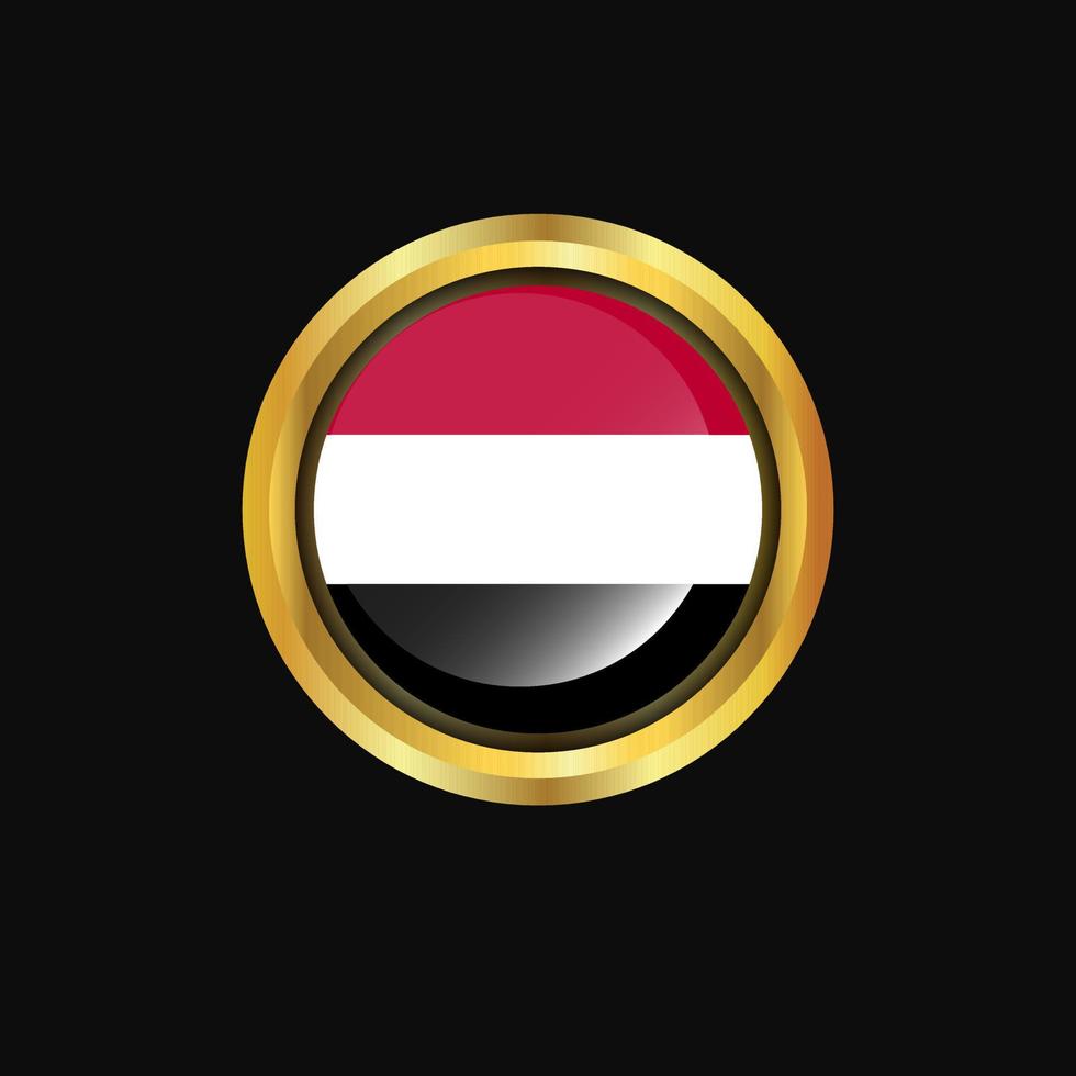 drapeau yémen bouton doré vecteur