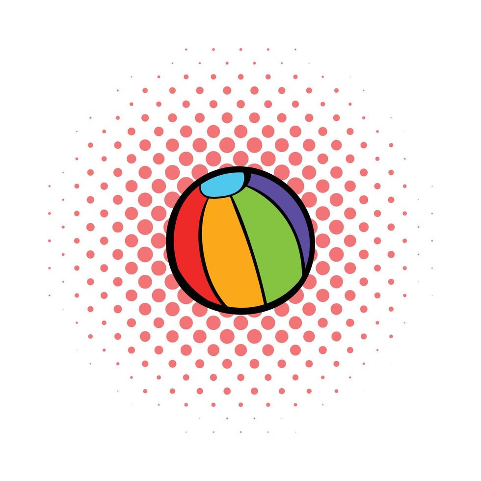 icône de balle colorée, style bande dessinée vecteur