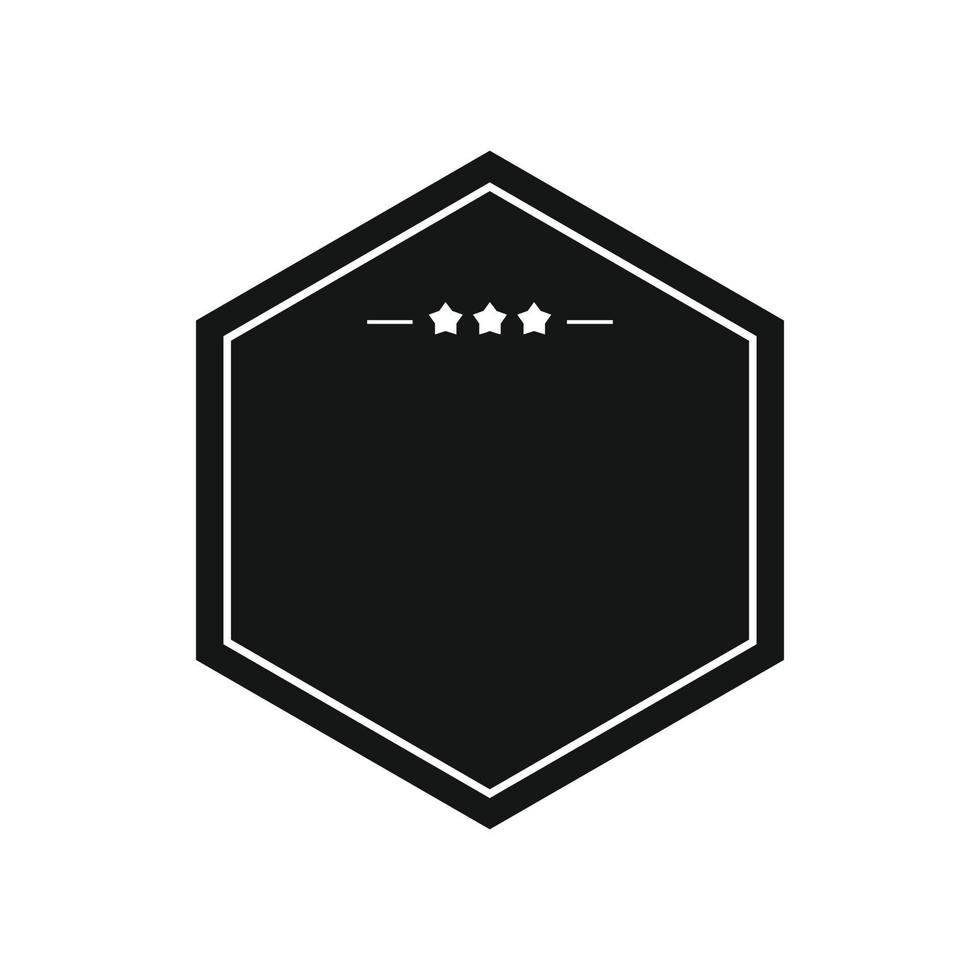 badge noir avec icône trois étoiles, style simple vecteur