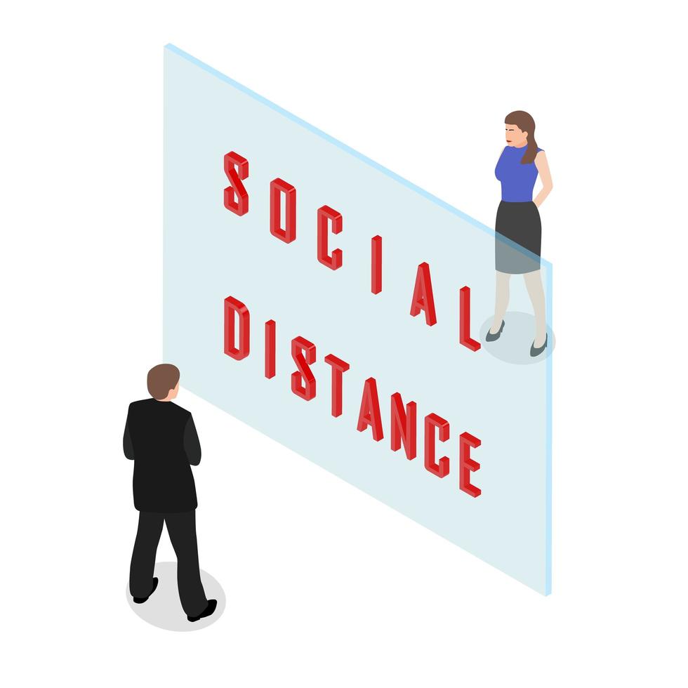 concept de distance sociale isométrique vecteur