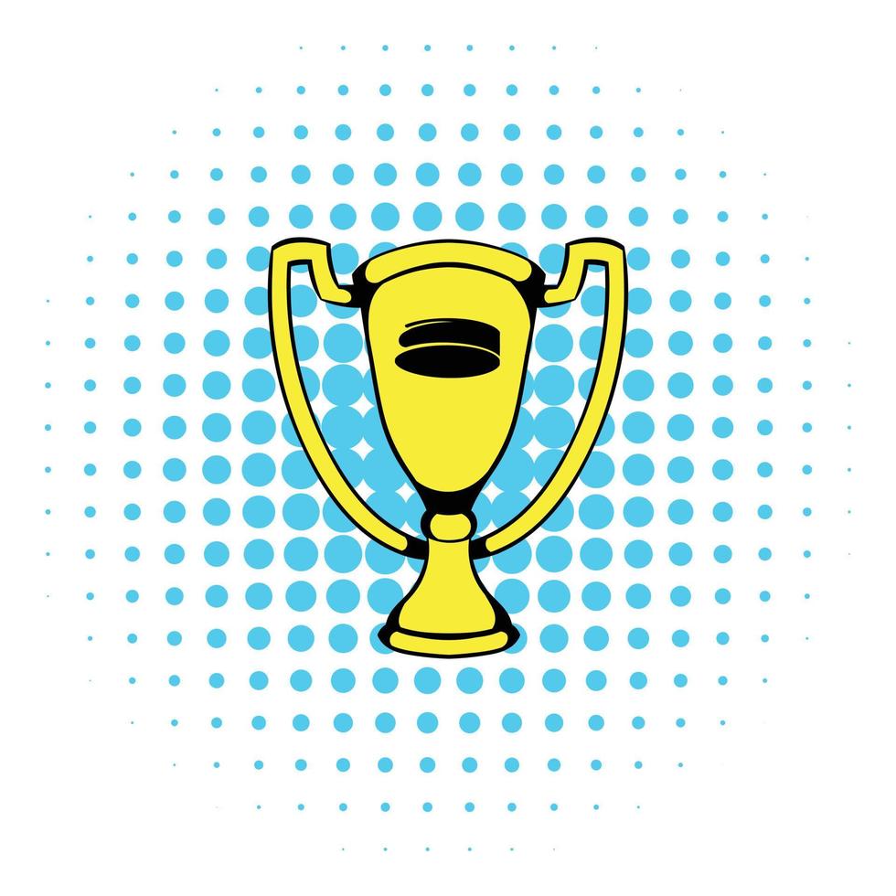 icône de récompense de coupe trophée brillant or, style bande dessinée vecteur