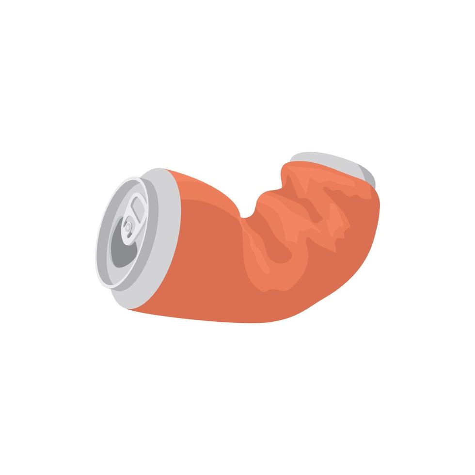 icône de canette de soda ou de bière froissée, style cartoon vecteur