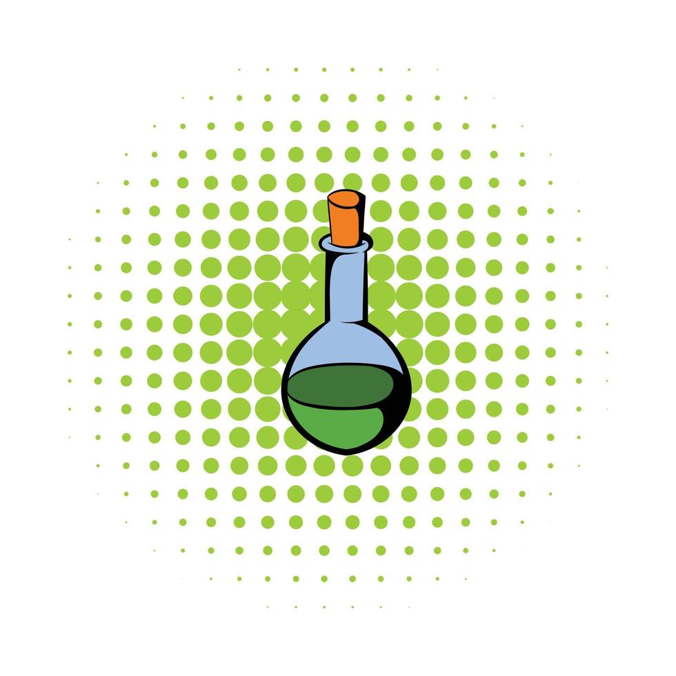 petite bouteille avec une icône de potion verte vecteur
