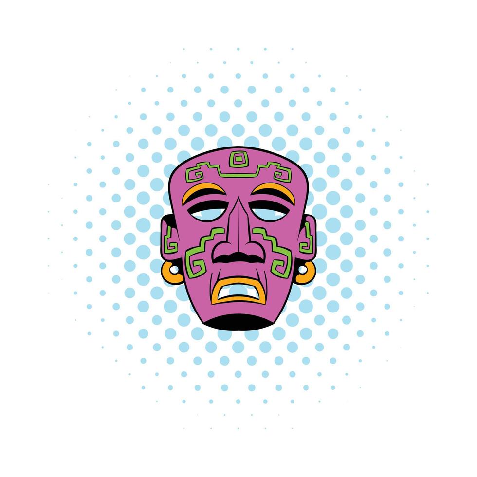 icône de masque tribal, style bande dessinée vecteur