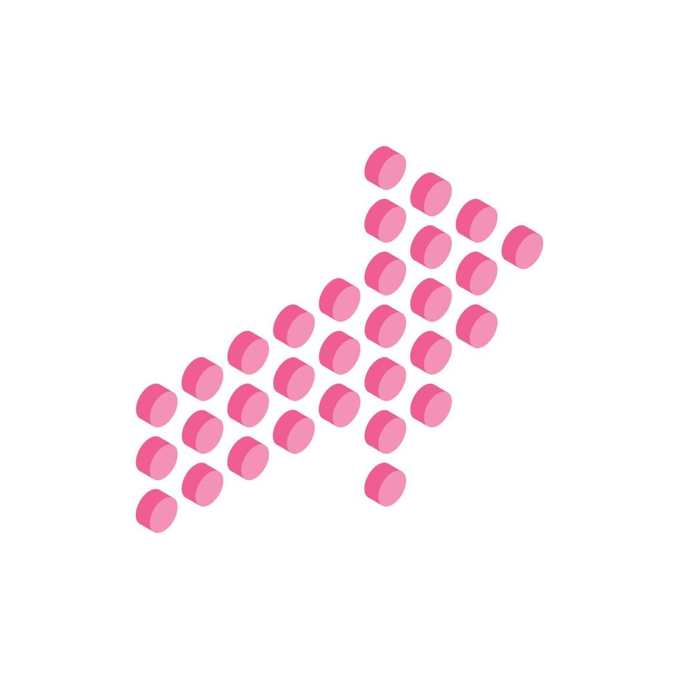icône 3d isométrique flèche point rose vecteur