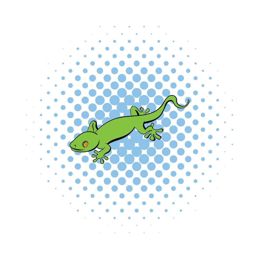 icône de lézard gecko vert, style bande dessinée vecteur