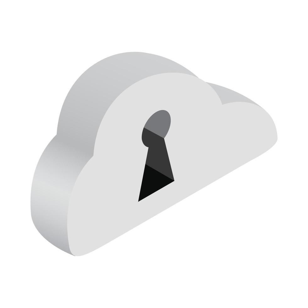 nuage avec icône 3d isométrique en trou de serrure vecteur
