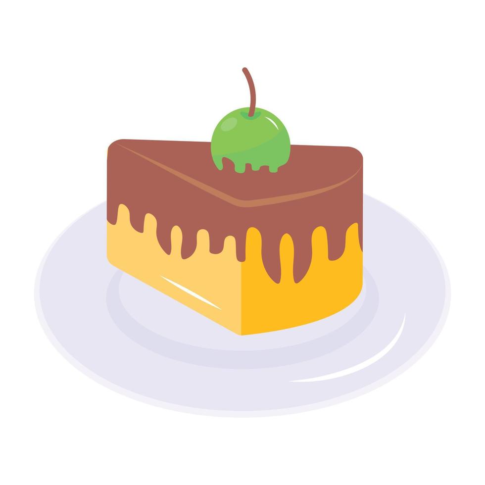 icône plate premium de gâteau au chocolat vecteur
