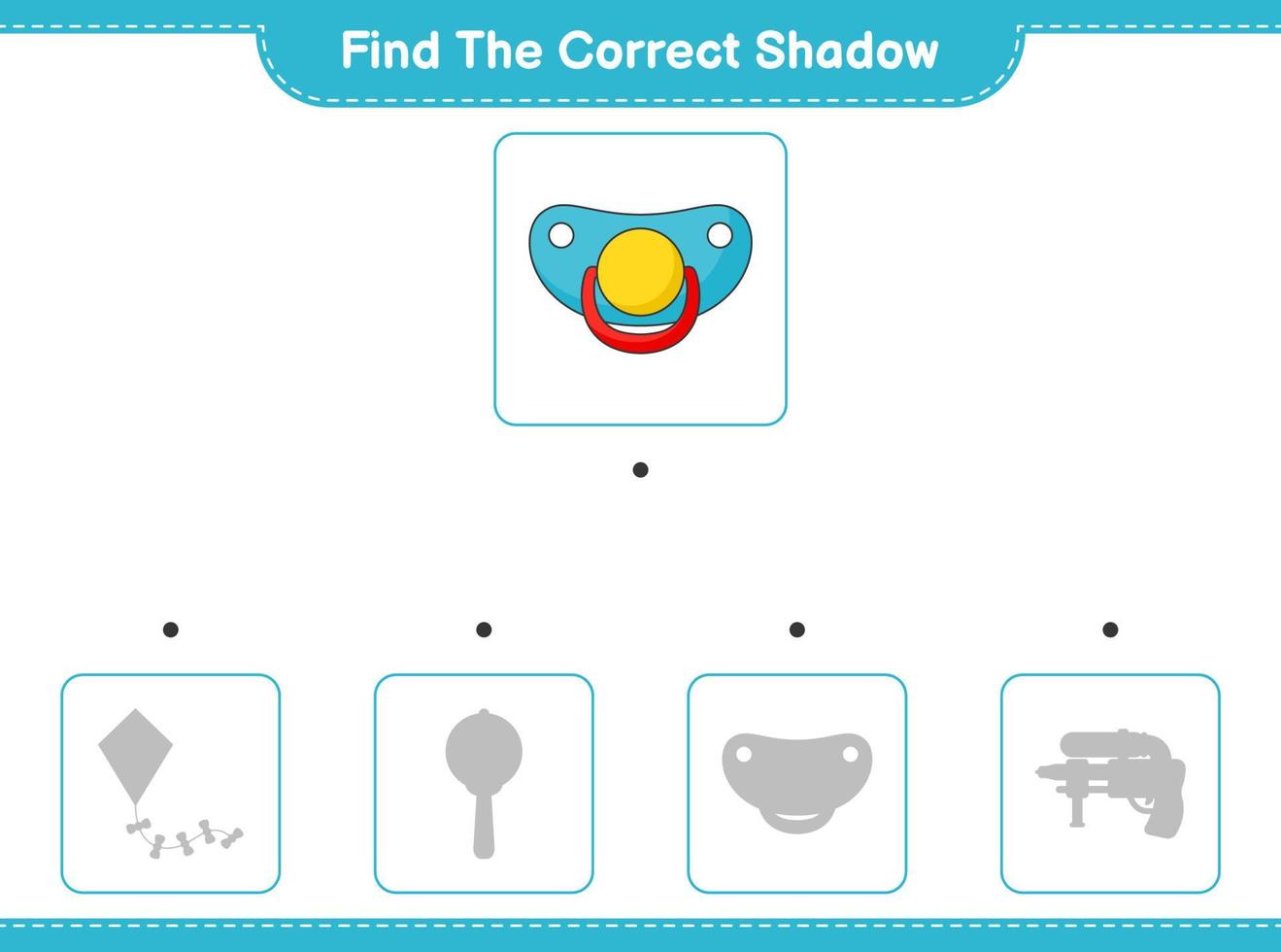 trouver la bonne ombre. trouver et faire correspondre l'ombre correcte de la sucette. jeu éducatif pour enfants, feuille de calcul imprimable, illustration vectorielle vecteur