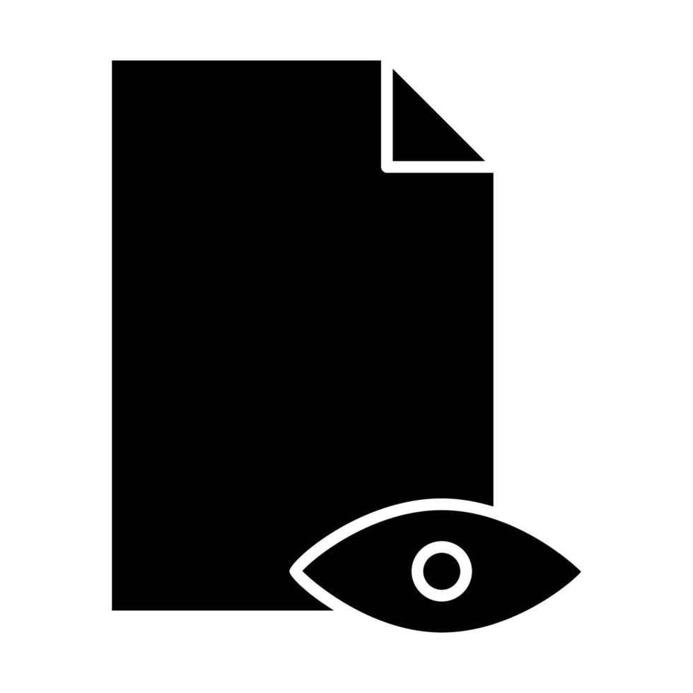illustration d'icône de glyphe de papier avec oeil. adapté au document visualisé, au fichier visualisé. icône liée au document, fichier. conception vectorielle simple modifiable. pixel parfait à 32 x 32 vecteur