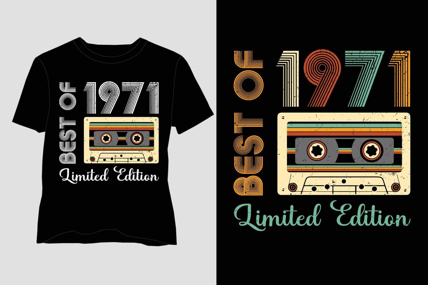 meilleur de la conception de t-shirt d'anniversaire en édition limitée de 1971 vecteur