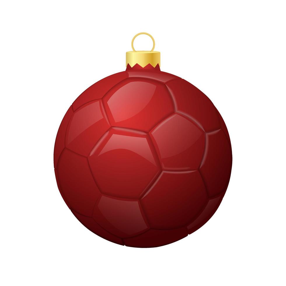 icône de ballon de football de noël rouge pour arbre de noël vecteur