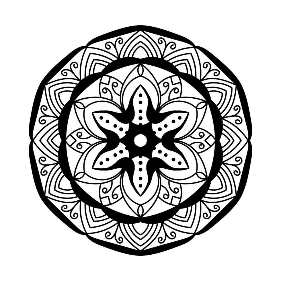 fleur de mandala simple noir et blanc pour livre de coloriage. éléments décoratifs d'époque. illustration vectorielle de motif oriental. vecteur