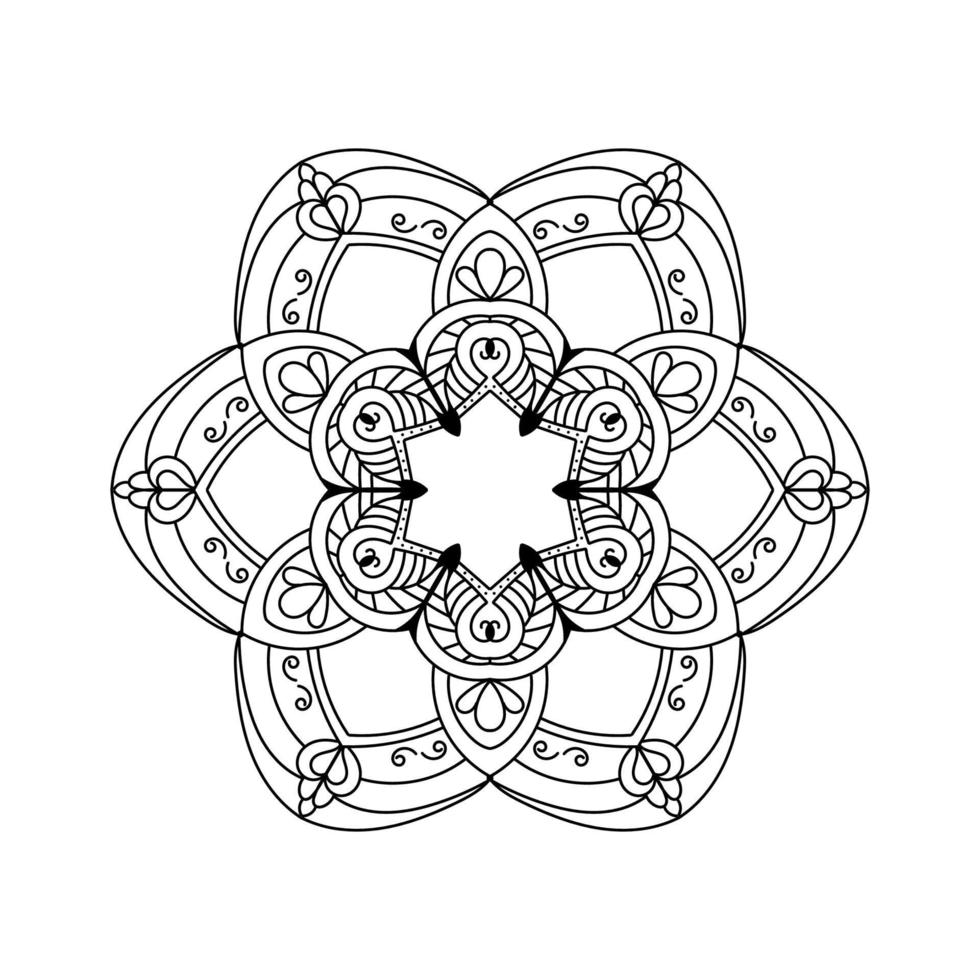 fleur de mandala simple noir et blanc pour livre de coloriage. éléments décoratifs d'époque. illustration vectorielle de motif oriental. vecteur