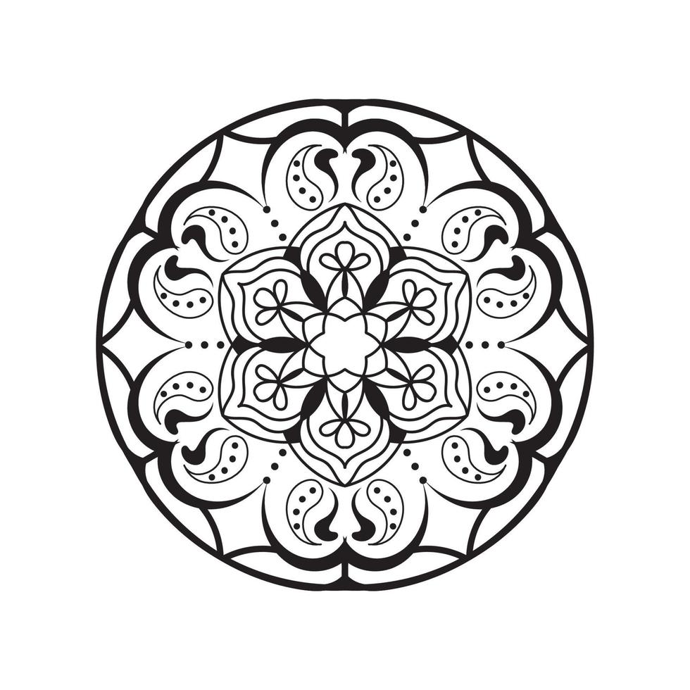 fleur de mandala simple noir et blanc pour livre de coloriage. éléments décoratifs d'époque vecteur