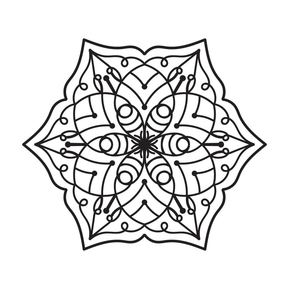 fleur de mandala simple noir et blanc pour livre de coloriage. éléments décoratifs d'époque vecteur