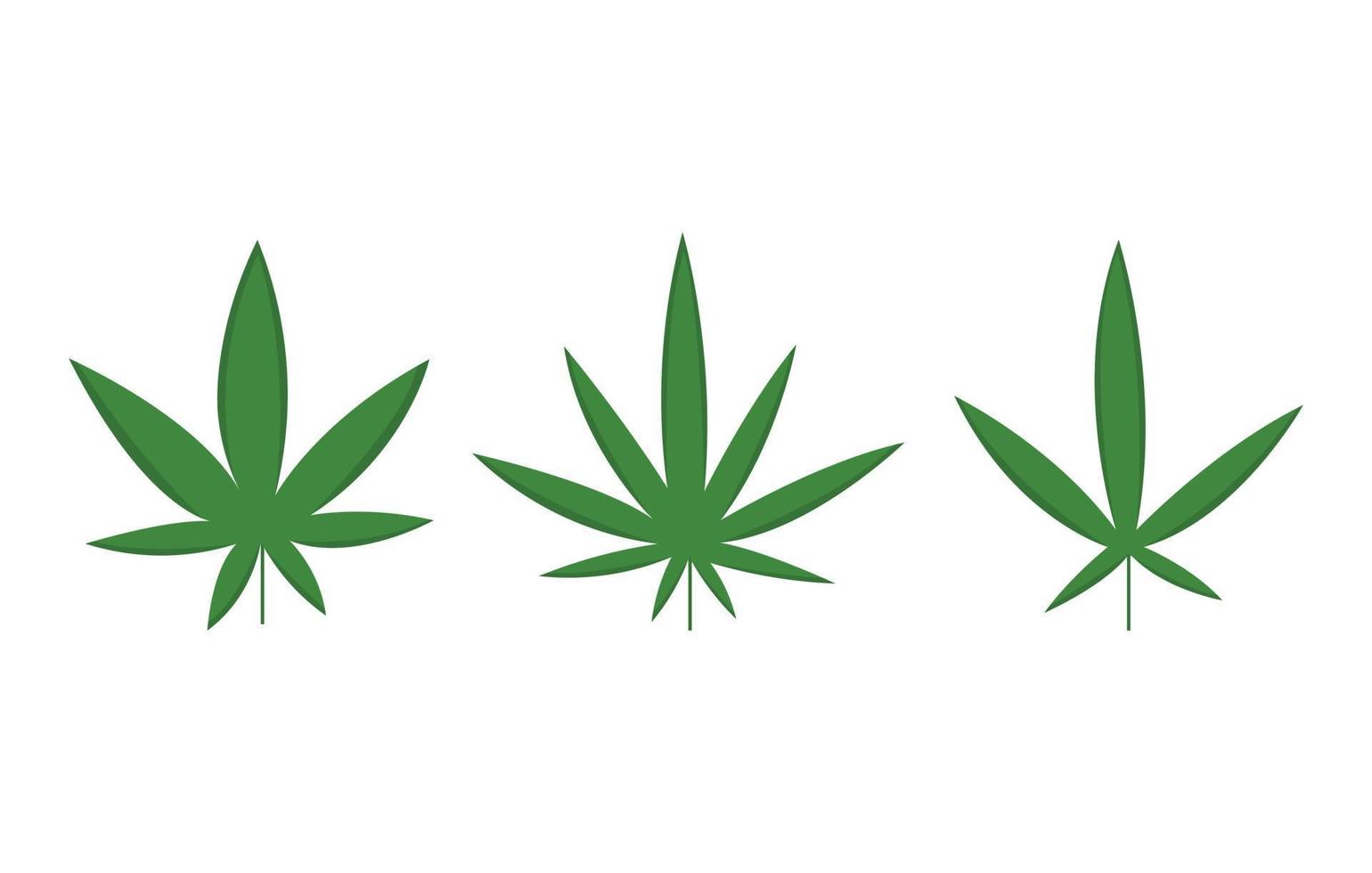 ensemble de feuilles de cannabis de marijuana dans un concept de style plat. jeu d'icônes de cannabis médical vert. vecteur