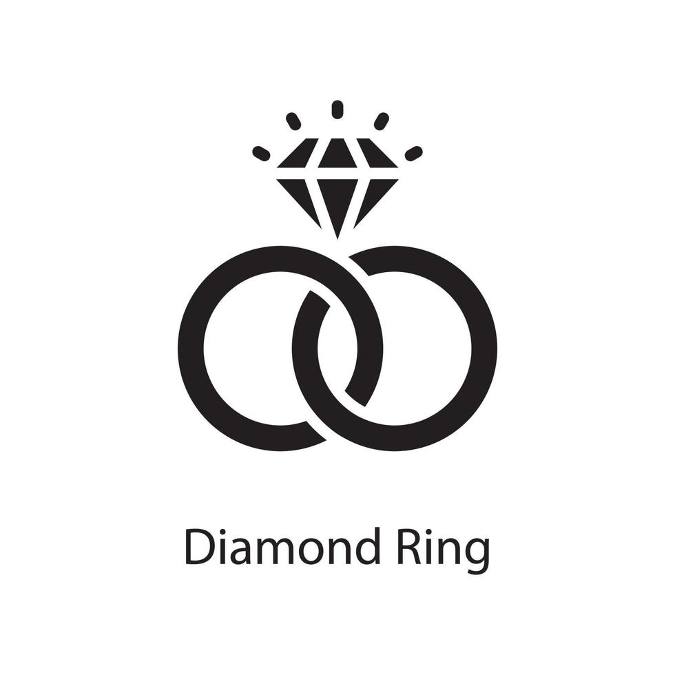 illustration de conception d'icône solide de vecteur de bague en diamant. symbole d'amour sur fond blanc fichier eps 10