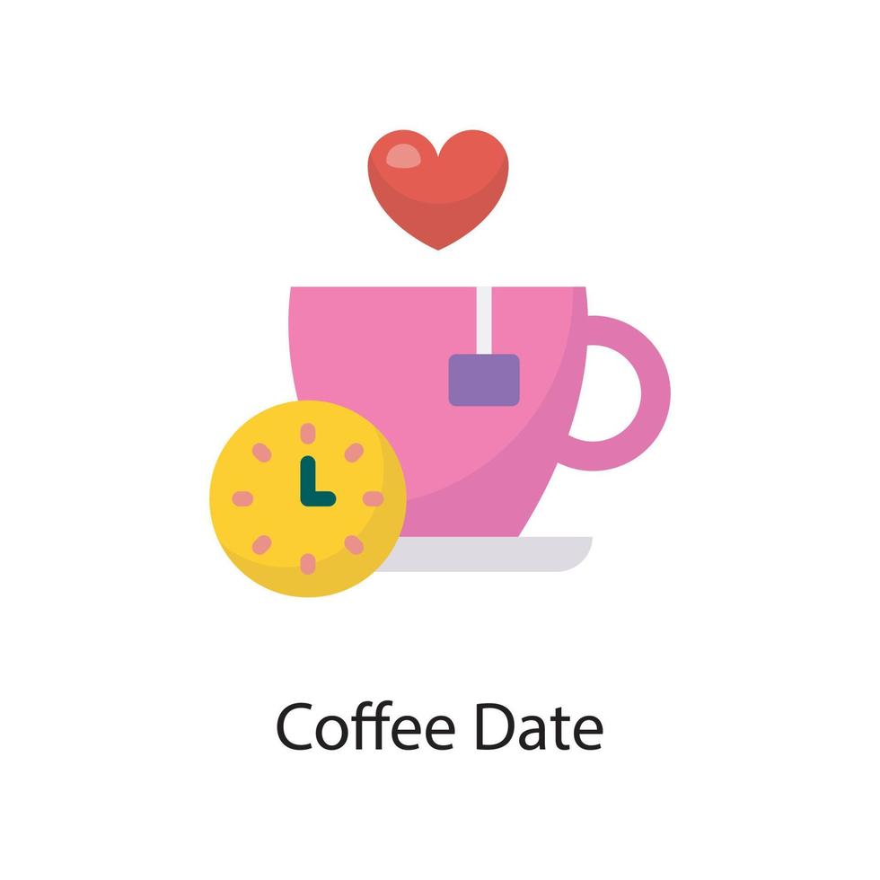 café date vecteur icône plate illustration de conception. symbole d'amour sur fond blanc fichier eps 10