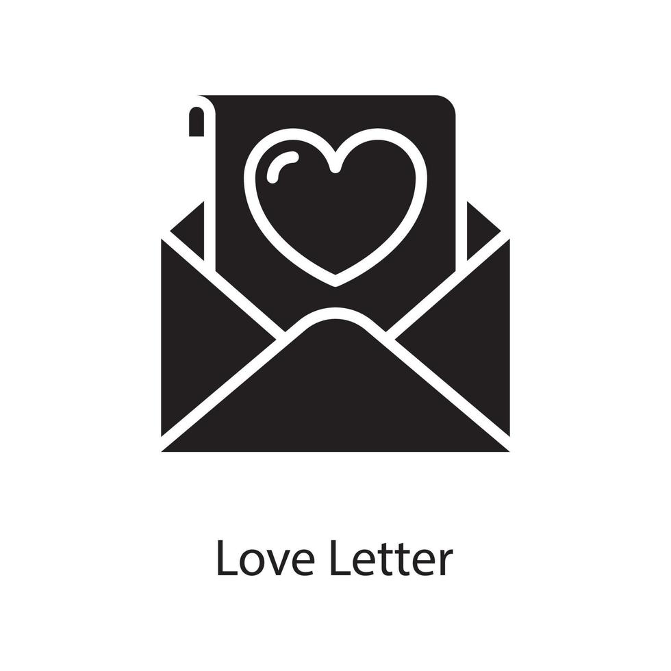 illustration de conception icône solide vecteur lettre d'amour. symbole d'amour sur fond blanc fichier eps 10