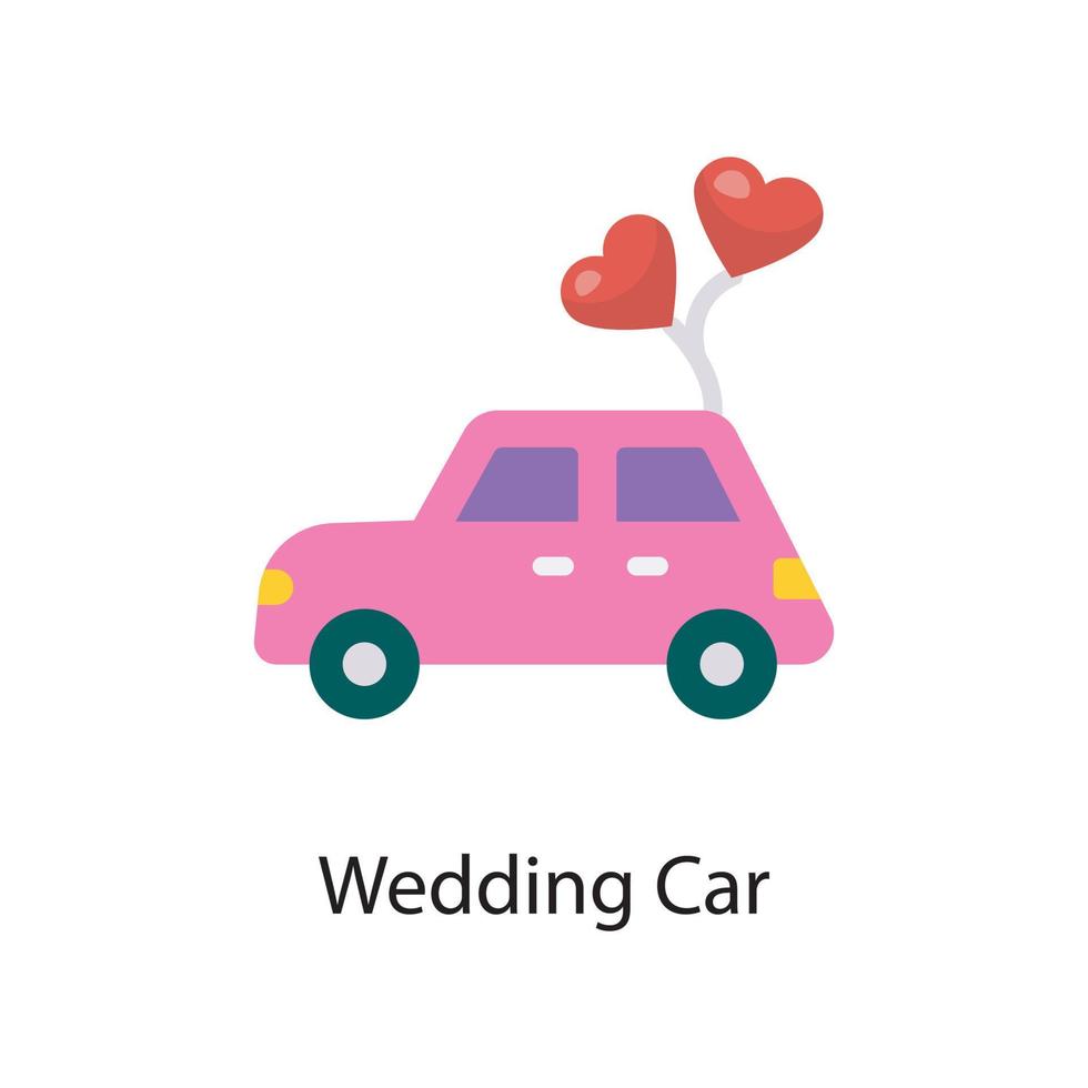 illustration de conception d'icône plate de vecteur de voiture de mariage. symbole d'amour sur fond blanc fichier eps 10