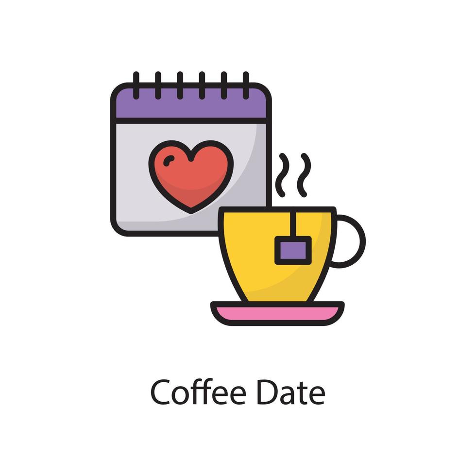 illustration de conception d'icône de contour rempli de vecteur de date de café. symbole d'amour sur fond blanc fichier eps 10