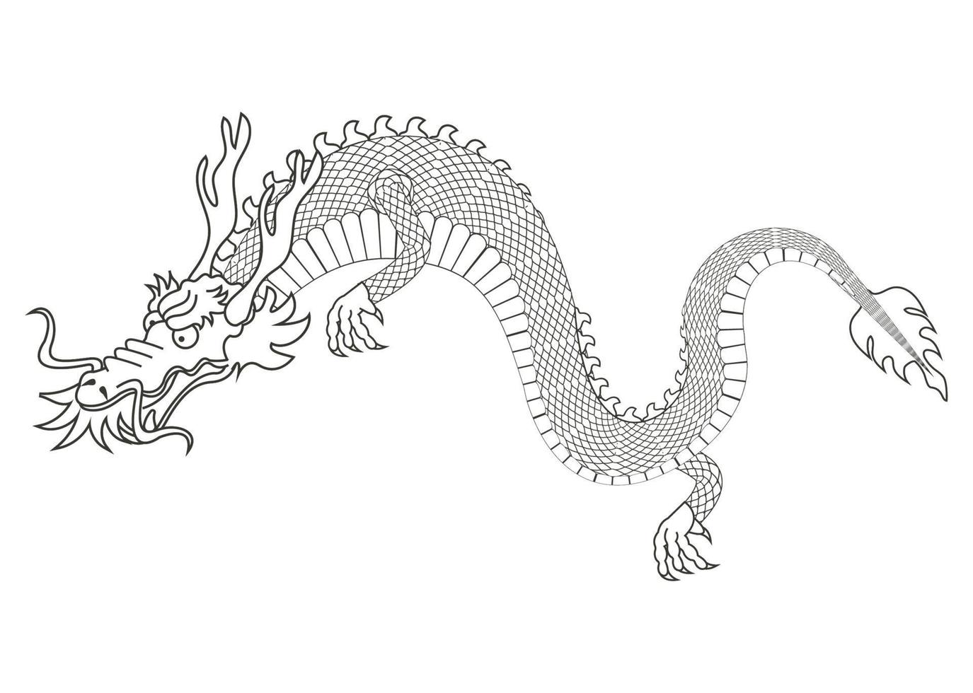 coloriage bête dragon asiatique vecteur