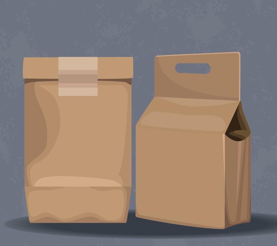 paquets de sacs et de boîtes écologiques vecteur