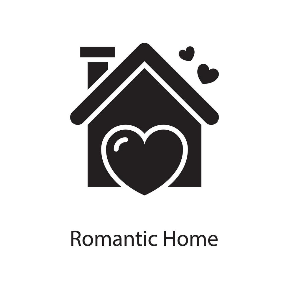 illustration de conception icône solide vecteur maison romantique. symbole d'amour sur fond blanc fichier eps 10