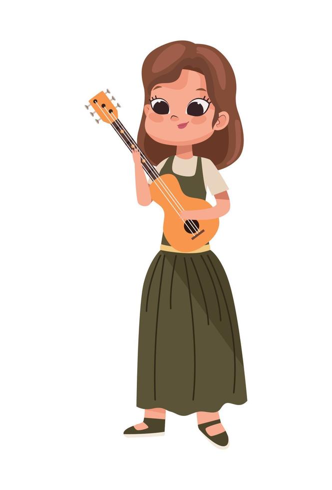 jeune femme jouant de la guitare vecteur