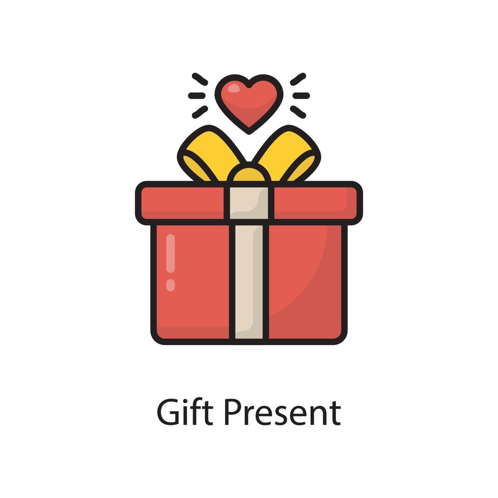 illustration de conception d'icône de contour rempli de vecteur présent de cadeau. symbole d'amour sur fond blanc fichier eps 10
