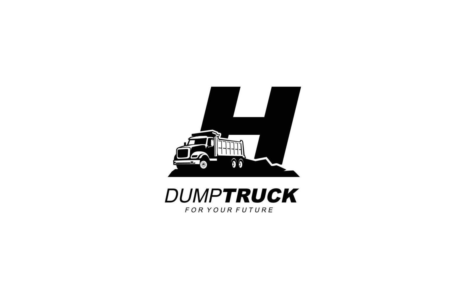 h logo camion à benne basculante pour entreprise de construction. illustration vectorielle de modèle d'équipement lourd pour votre marque. vecteur