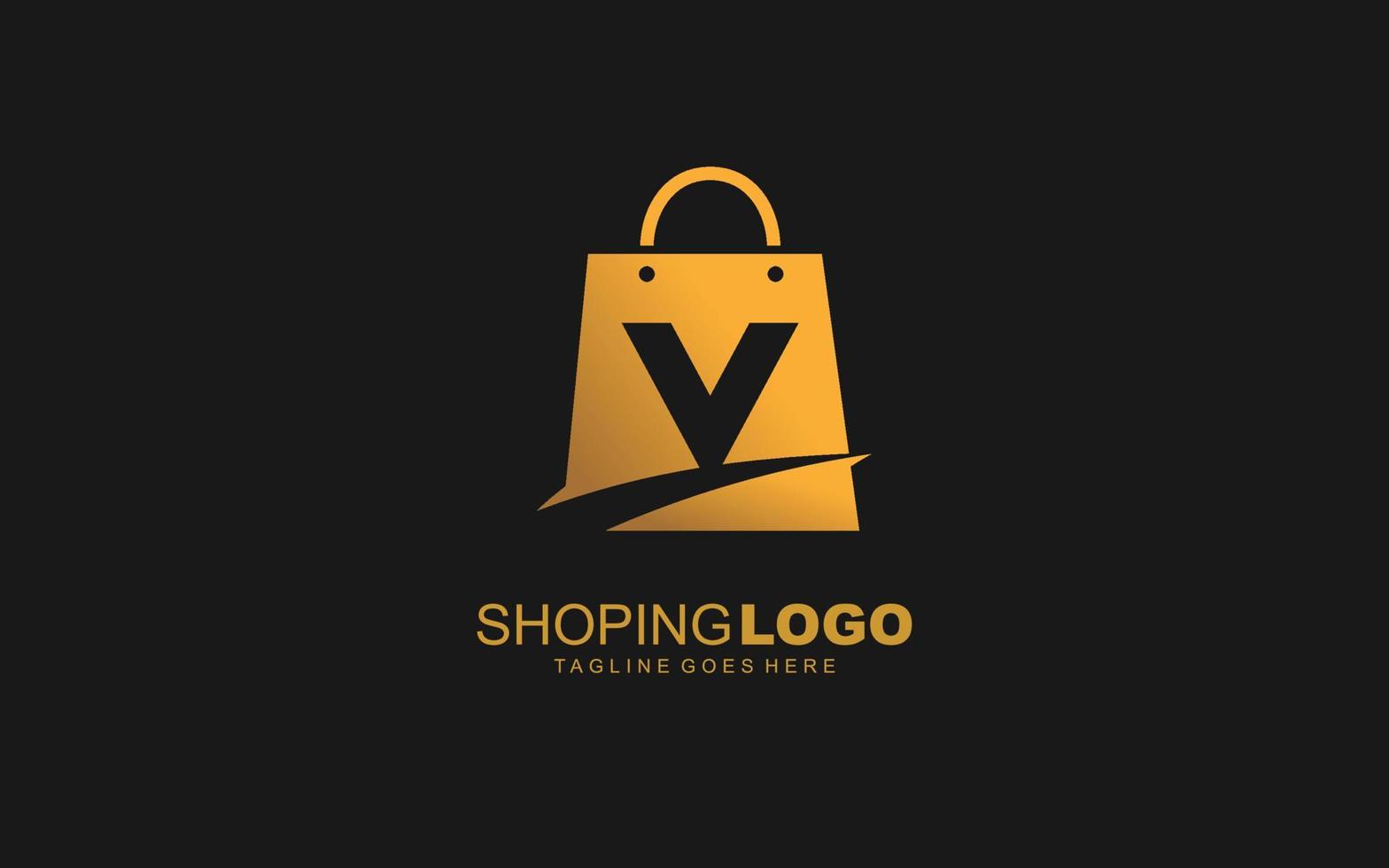 v logo boutique en ligne pour la société de marque. illustration vectorielle de modèle de sac pour votre marque. vecteur